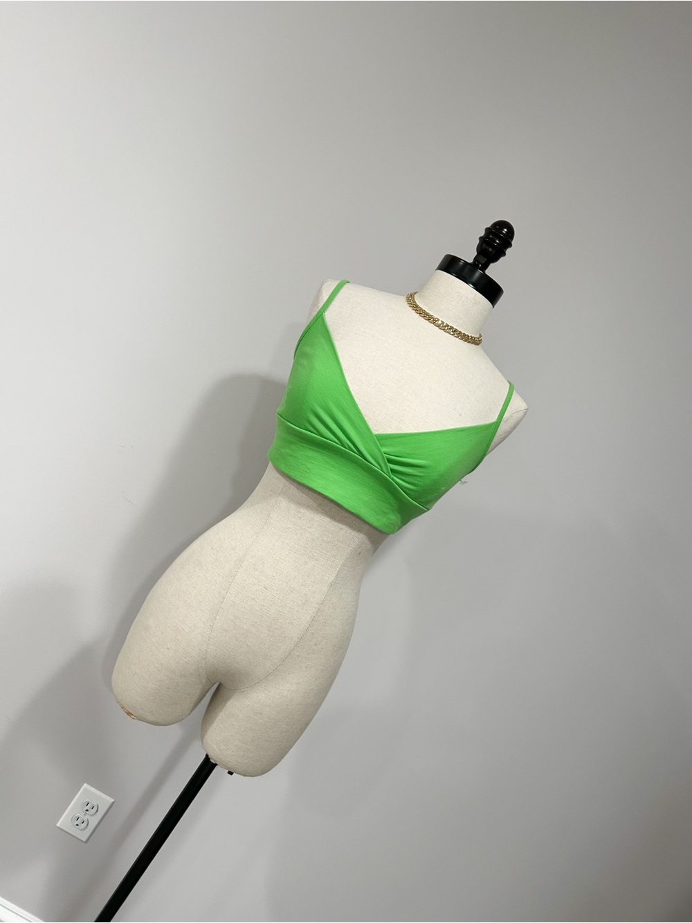Adika Neon Green Spaghetti Strap Crop Top